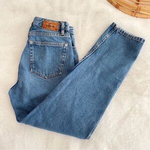 Sézane Denim Jeans Size 28 Button Fly Straight Leg Vintage Wash Blue